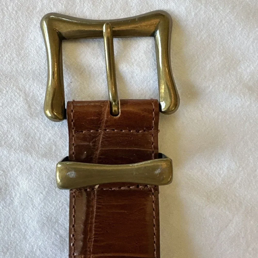 Fossil Men's‎ Belt Genuine Italian Leather Brown Brass Buckle Size Medium
